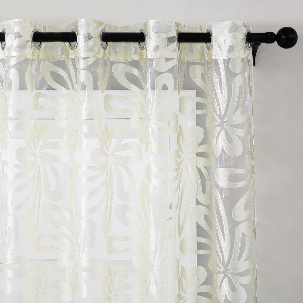 Geometric Embroidered Modern Window Curtain