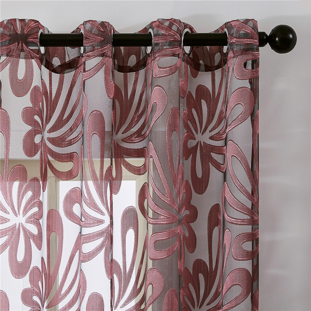 Geometric Embroidered Modern Window Curtain