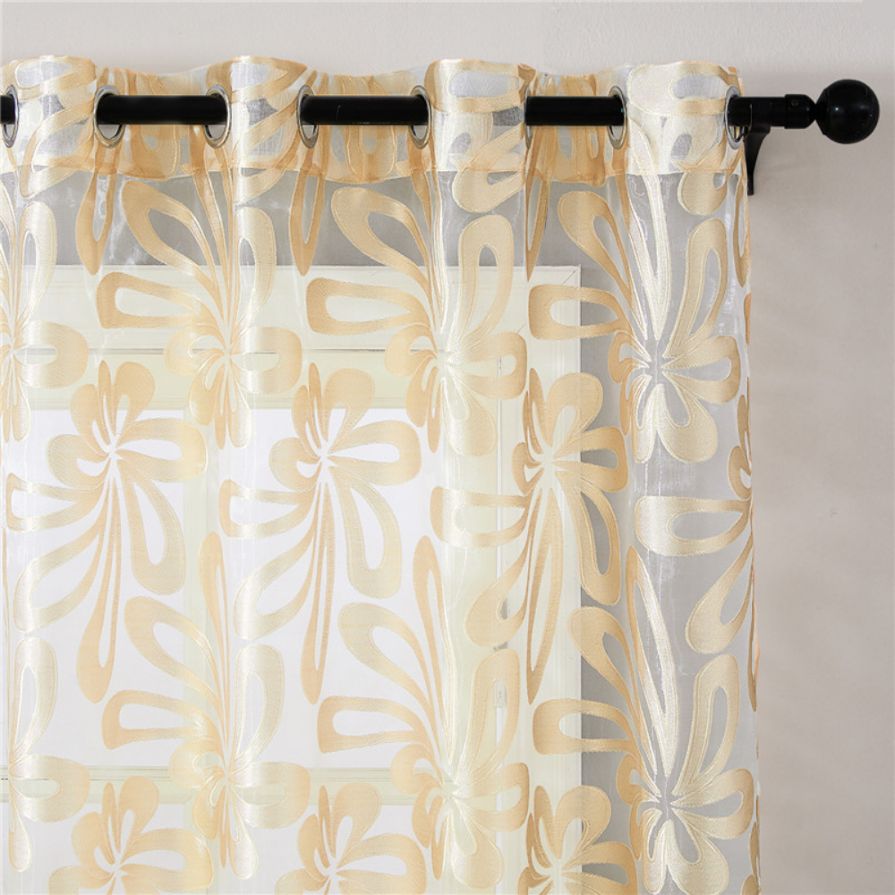 Geometric Embroidered Modern Window Curtain