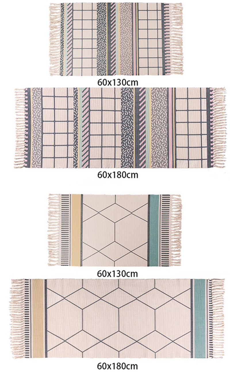 Retro Stylized Cotton Rug