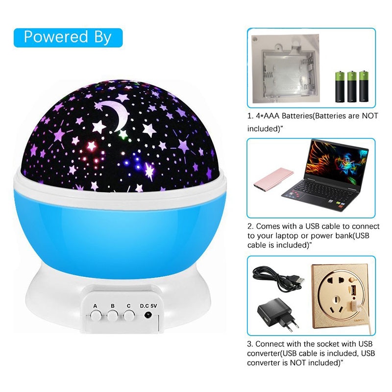 LED Starry Sky Rotating Night Light