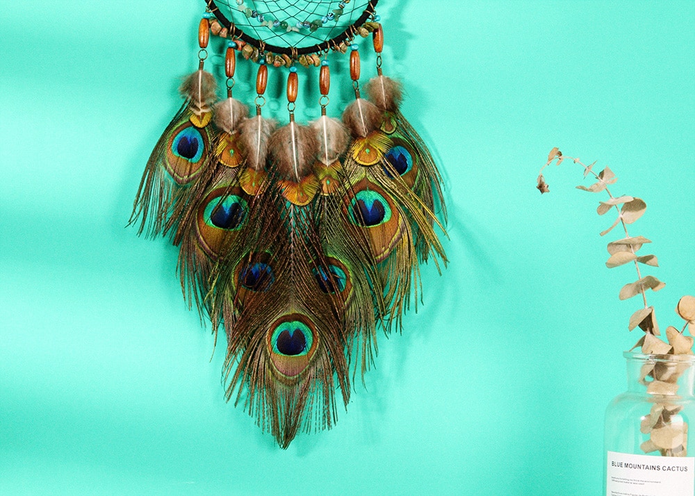 Peacock Feather Decorated Dreamcatcher