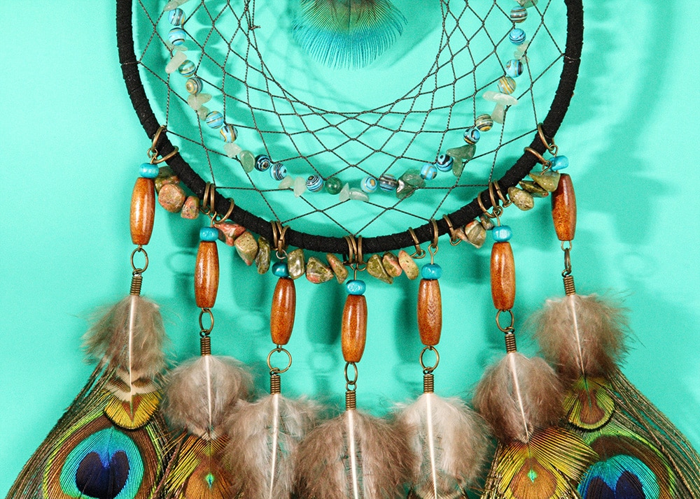 Peacock Feather Decorated Dreamcatcher