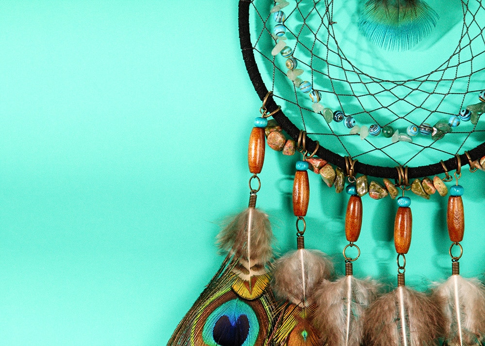 Peacock Feather Decorated Dreamcatcher