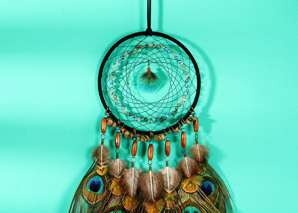 Peacock Feather Decorated Dreamcatcher