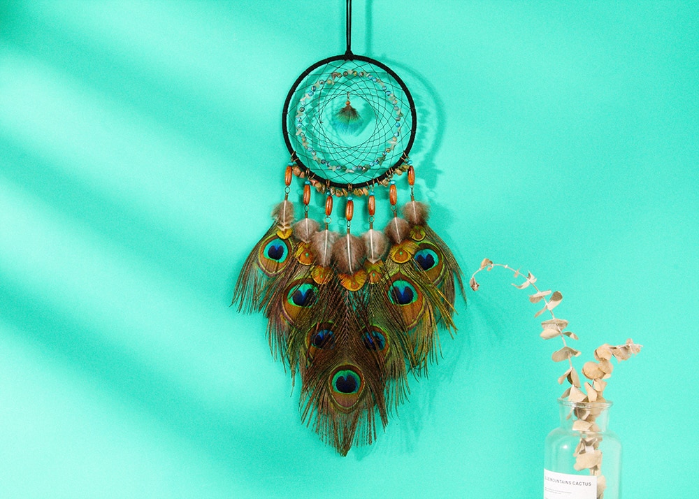 Peacock Feather Decorated Dreamcatcher