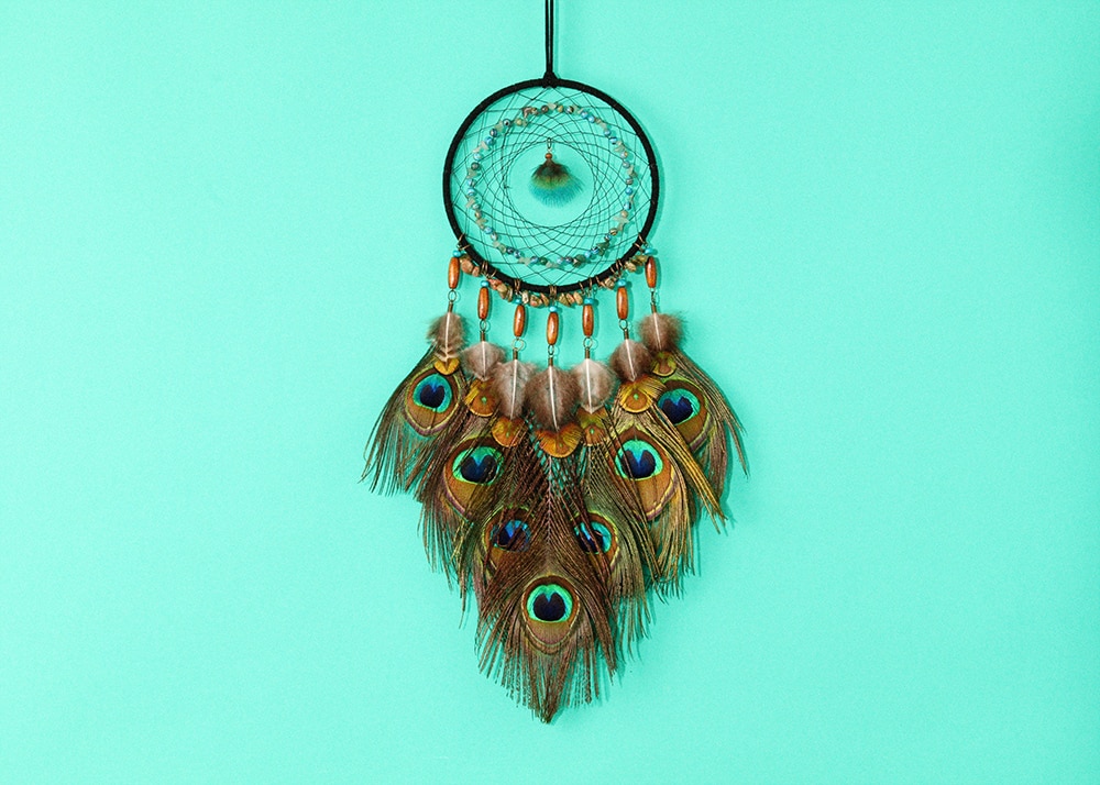 Peacock Feather Decorated Dreamcatcher