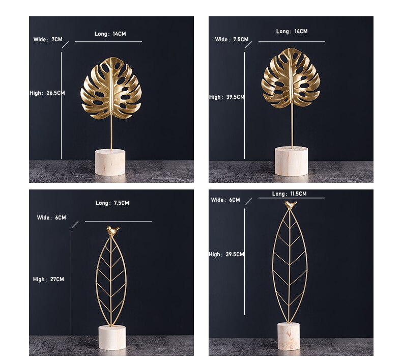 Iron Palm Leaf Ornament in Gold