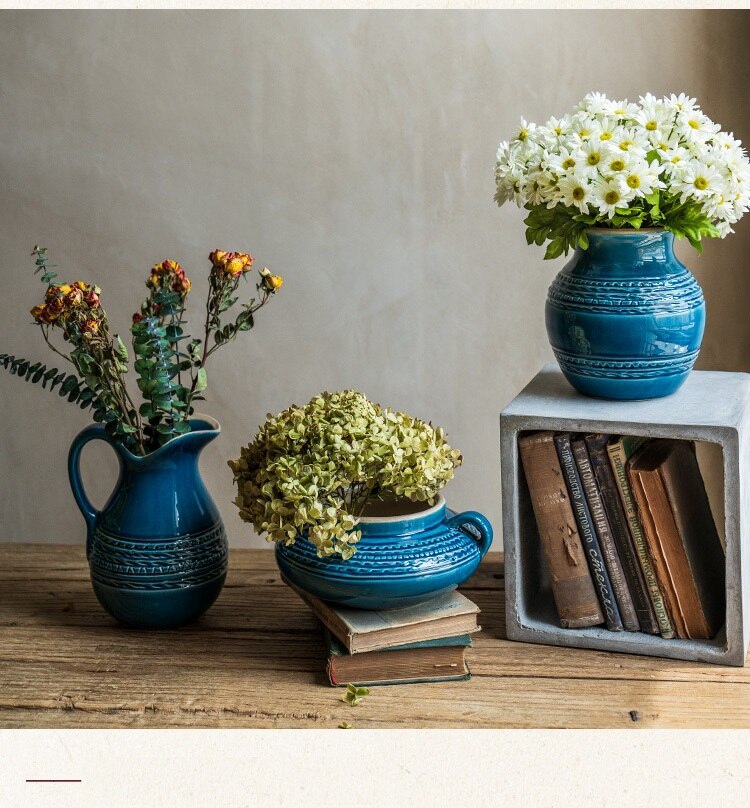 Retro Ceramic Flower Vase for Home Decor