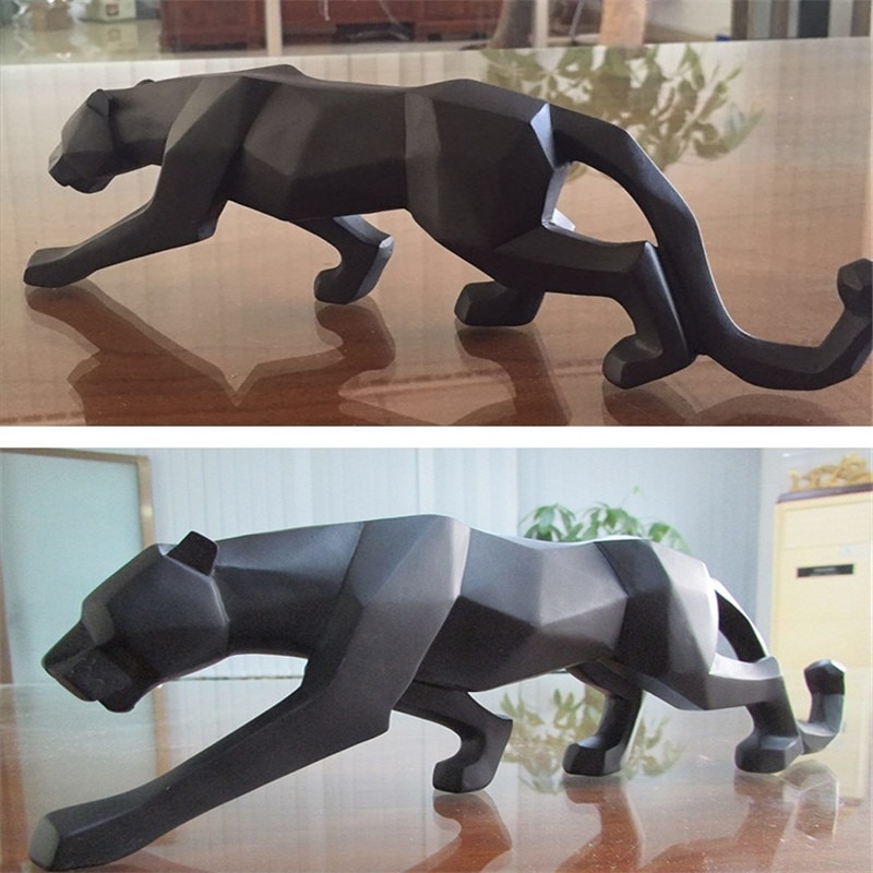 Abstract Geometric Panther Figurine