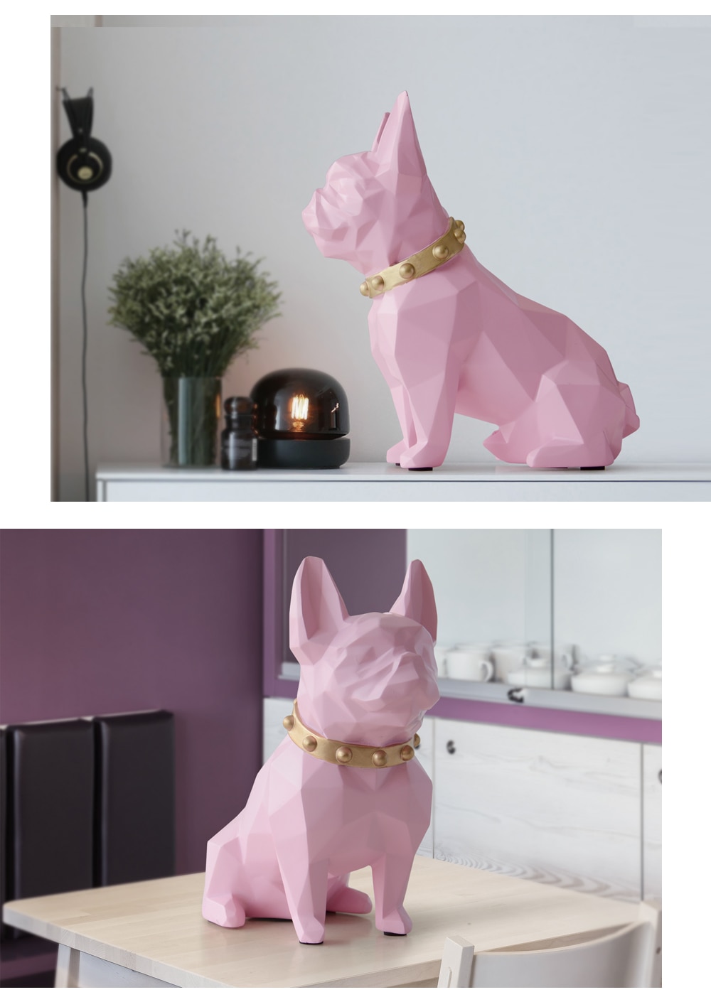 Geometric French Bulldog Figurine and Piggy Bank