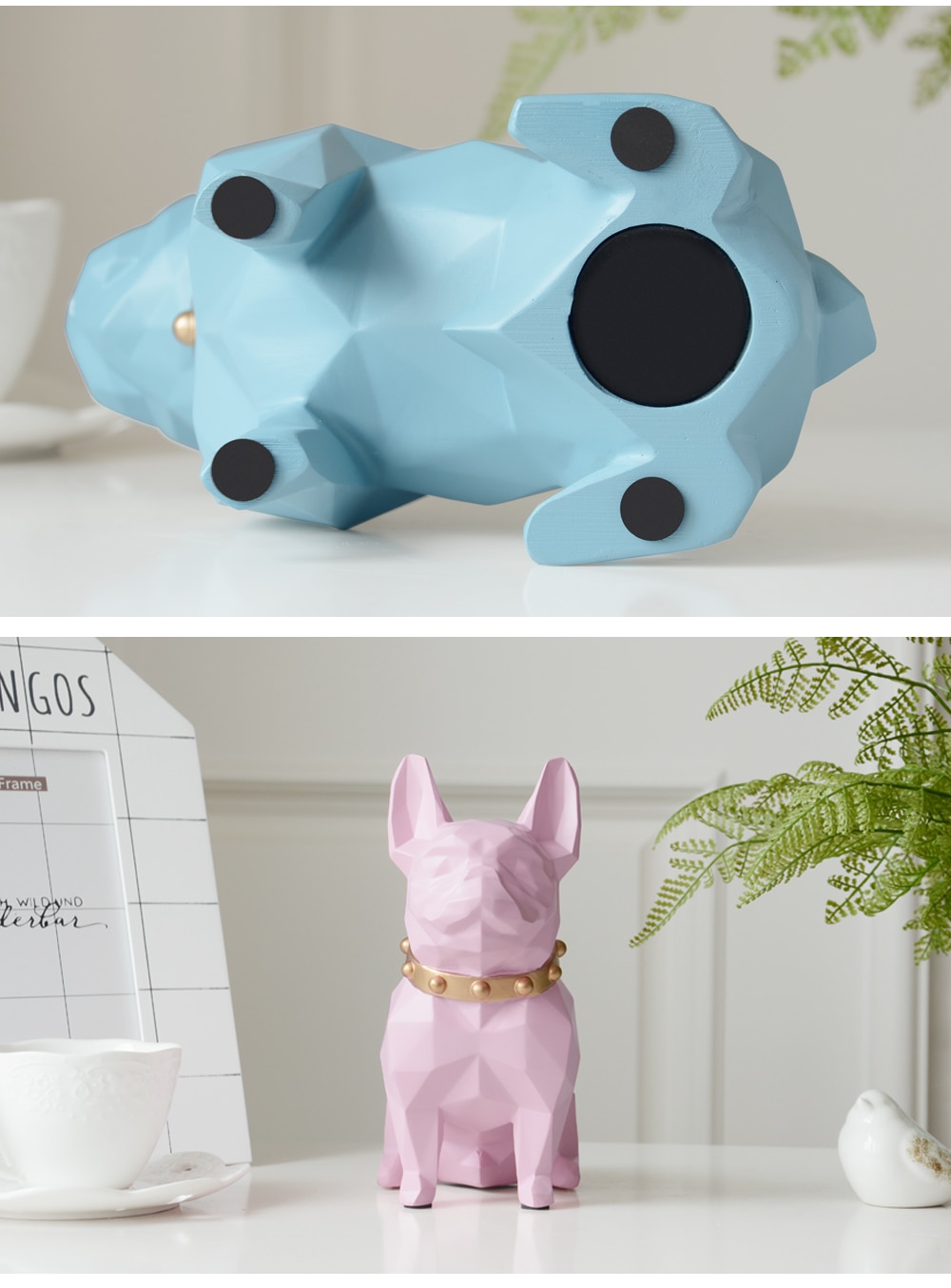 Geometric French Bulldog Figurine and Piggy Bank