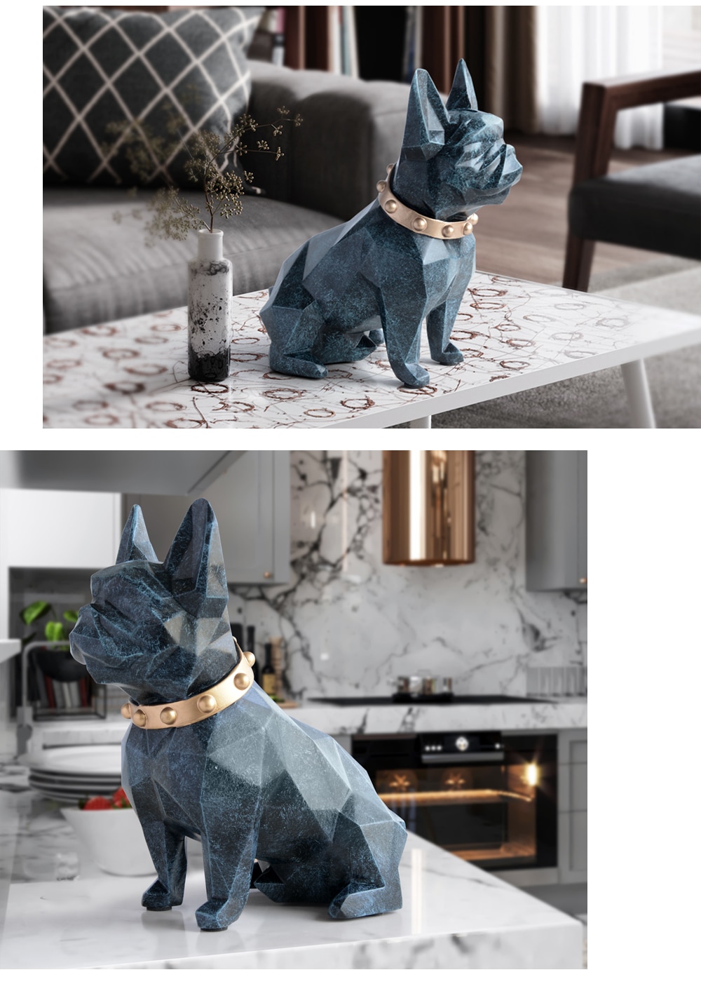 Geometric French Bulldog Figurine and Piggy Bank