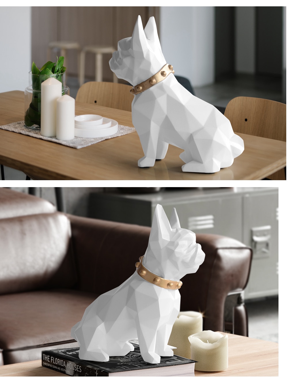 Geometric French Bulldog Figurine and Piggy Bank