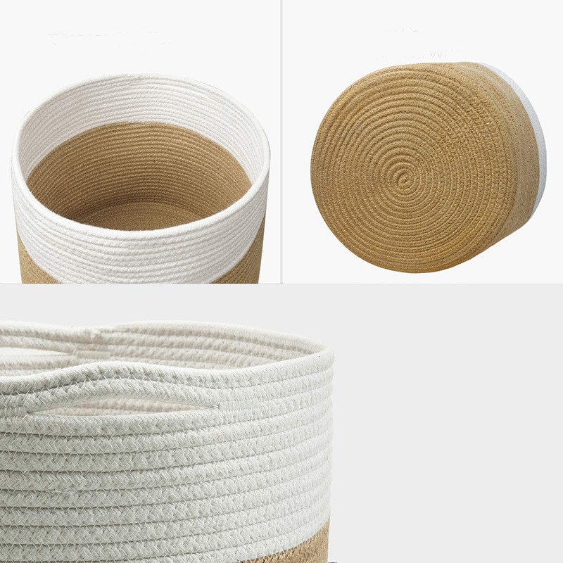 Woven Cotton and Linen Storage Basket