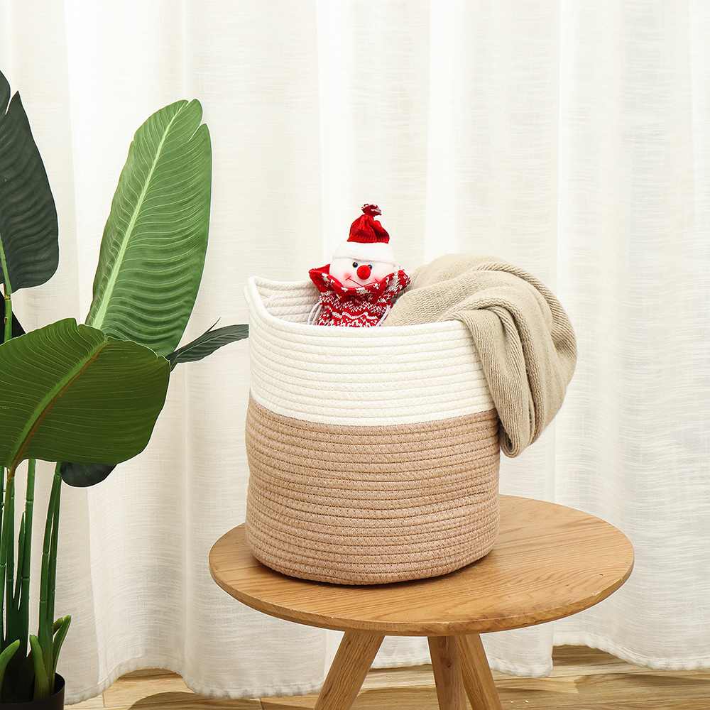 Woven Cotton and Linen Storage Basket